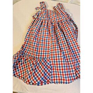 Girls Plaid Dress Tahari Fun Ruffles Underneath Size 6 red White Blue Pageant